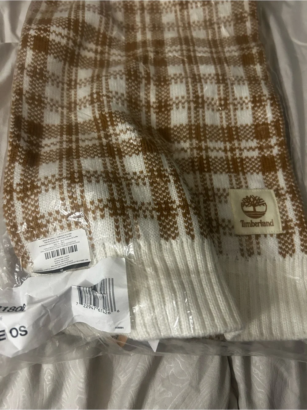 Timberland Men’s Brown & White Plaid scarf